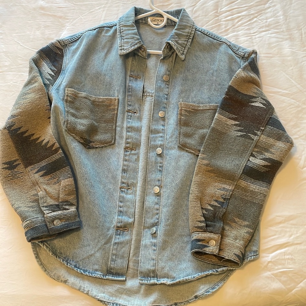 The Post - Madison Gray Aztec Jean jacket